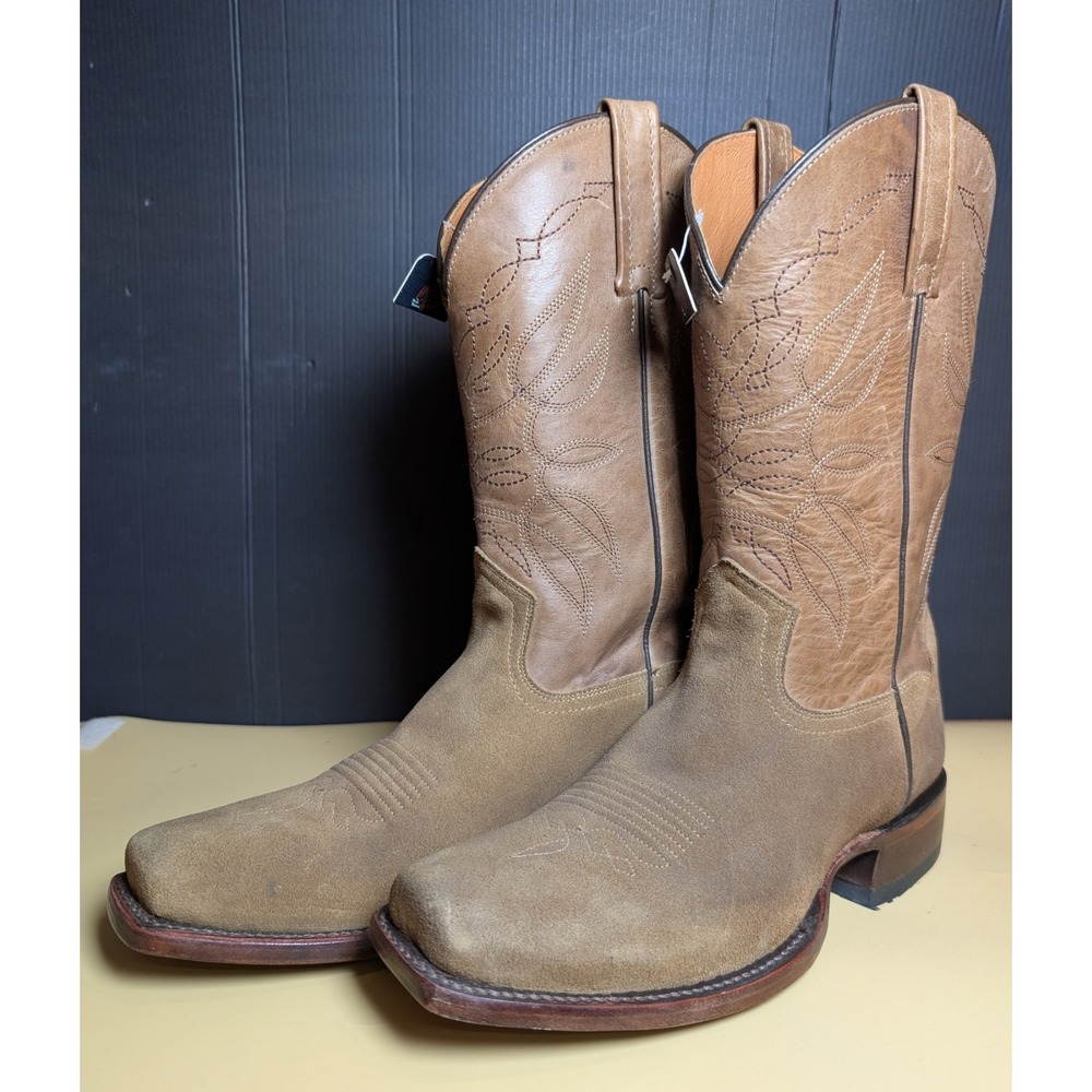 Moonshine Spirit Mens Boots Madison Broken Pull Strap Square-Toe Western Size 10